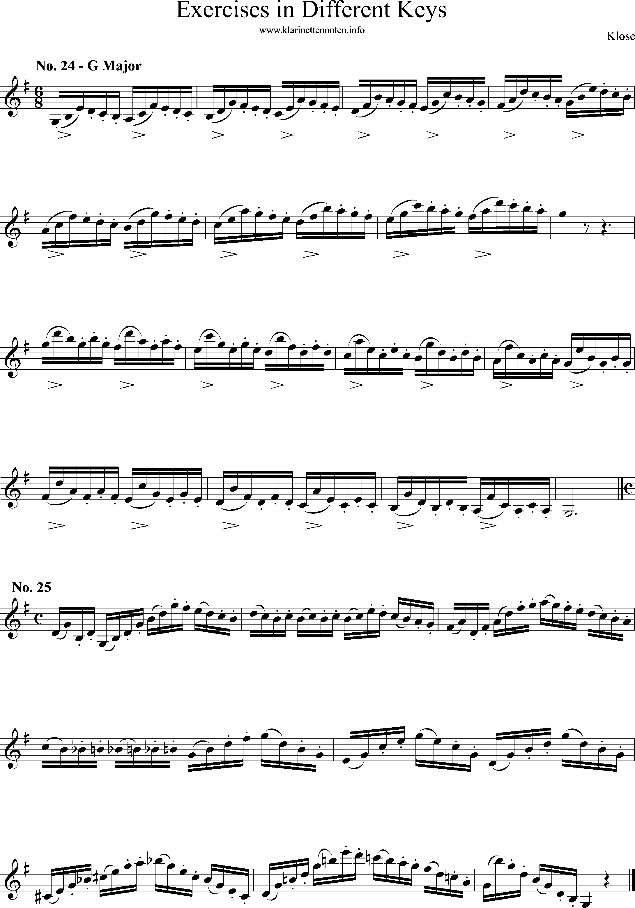 Exercises in Differewnt Keys, klose, No-24-25, G-Major